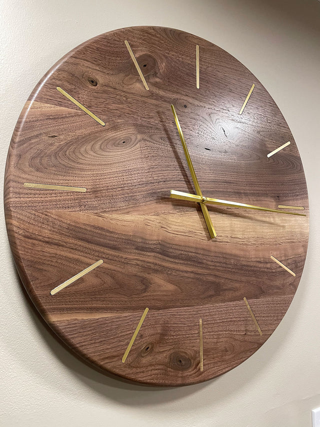 Walnut with Brass Inlay 24 Inch Clock