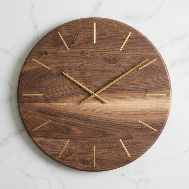 Walnut with Brass Inlays Clock 24inches