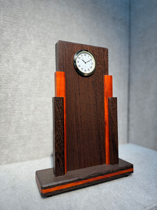 Art Deco Mantel Clock Wenge and Padauk