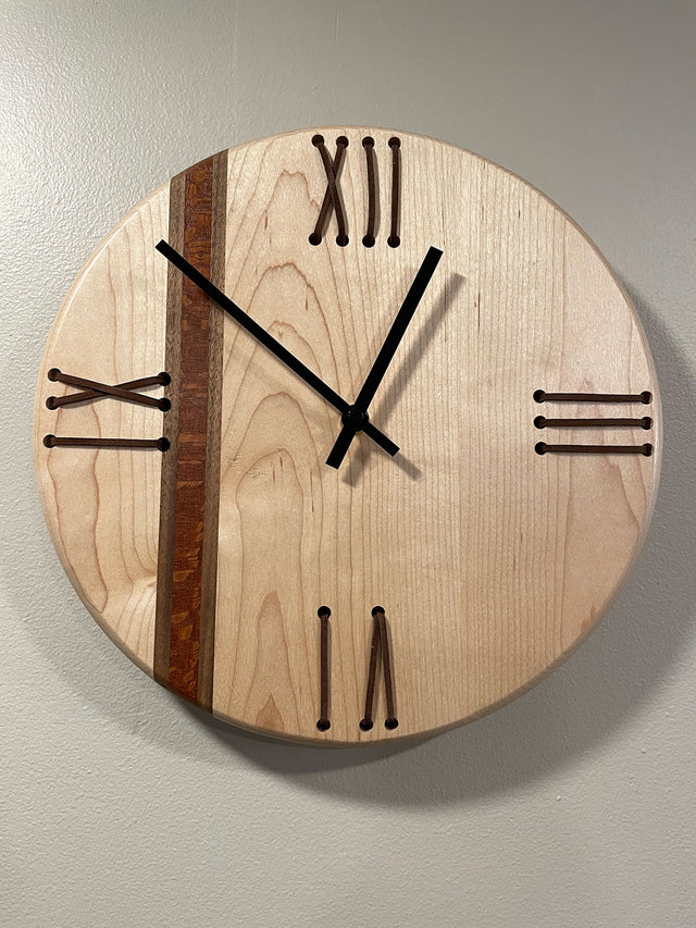 Maple with Leopardwood Clock 12 Inch