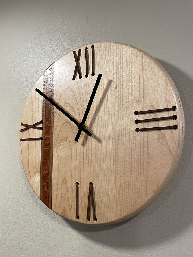 Maple with Leopardwood Clock 12 Inch