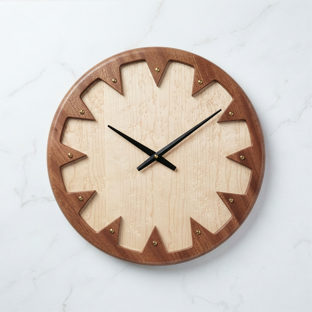 Maple Sapele Gear Clock 18 inches