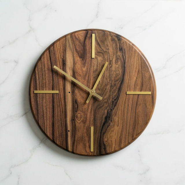 Morado 12 Inch Clock with Brass Inlays