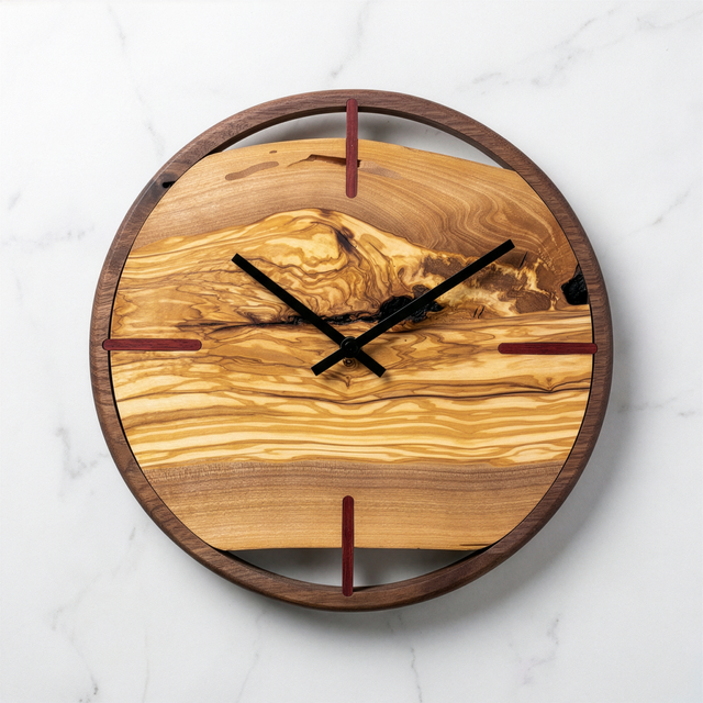 Olive Wood Live Edge Clock 12 inch