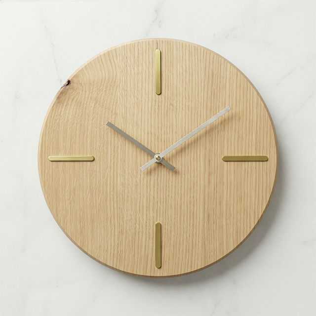 White Oak Clock with Brass Inlays 12 Inches