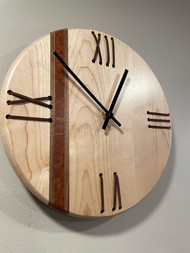 Maple with Leopardwood Clock 12 Inch
